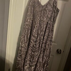 Taupe Lace overlay dress-